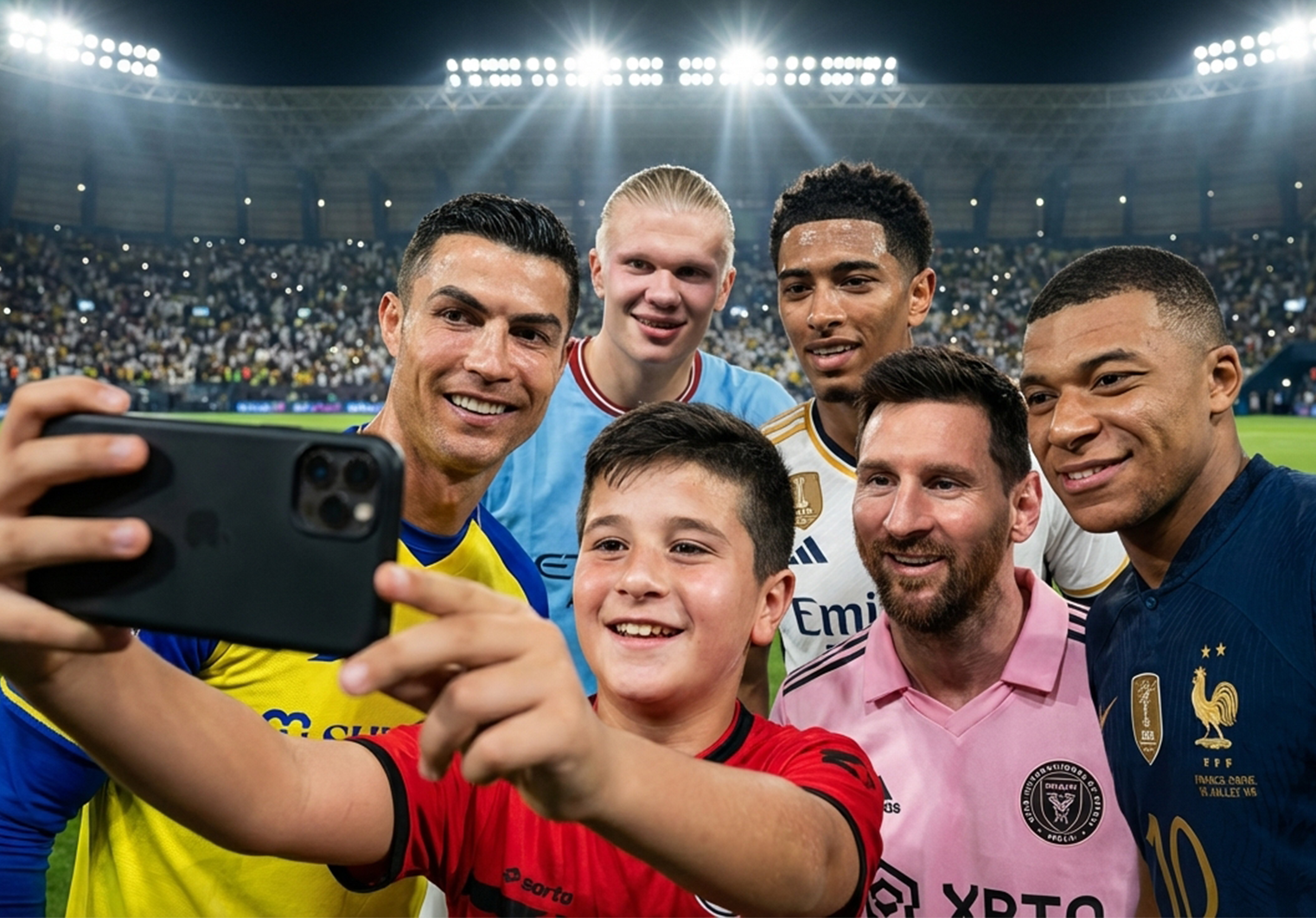 סלפי קבוצתי עם כוכבי כדורגל